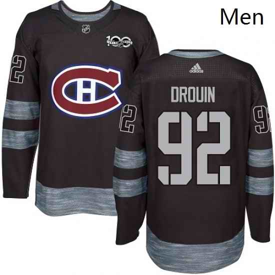 Mens Adidas Montreal Canadiens 92 Jonathan Drouin Authentic Black 1917 2017 100th Anniversary NHL Jersey